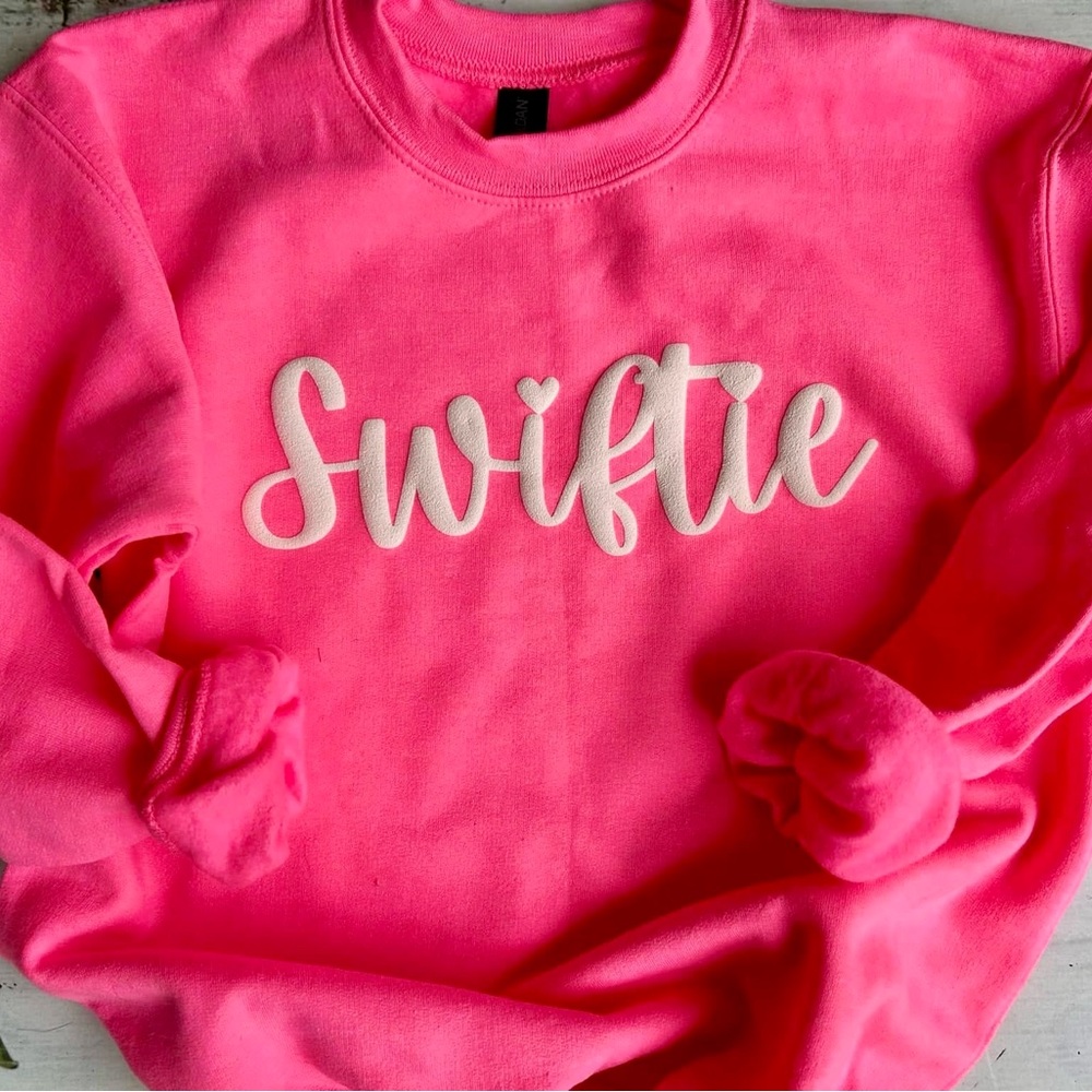 Vibrant Pink Puff 'Swiftie' Crewneck